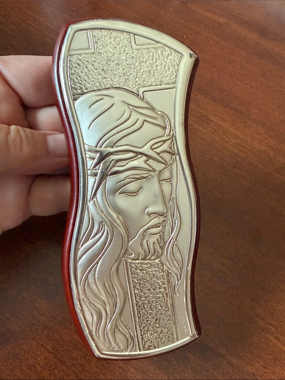Christian Catholic 925 sterling silver Jesus Christ plaque, Italian